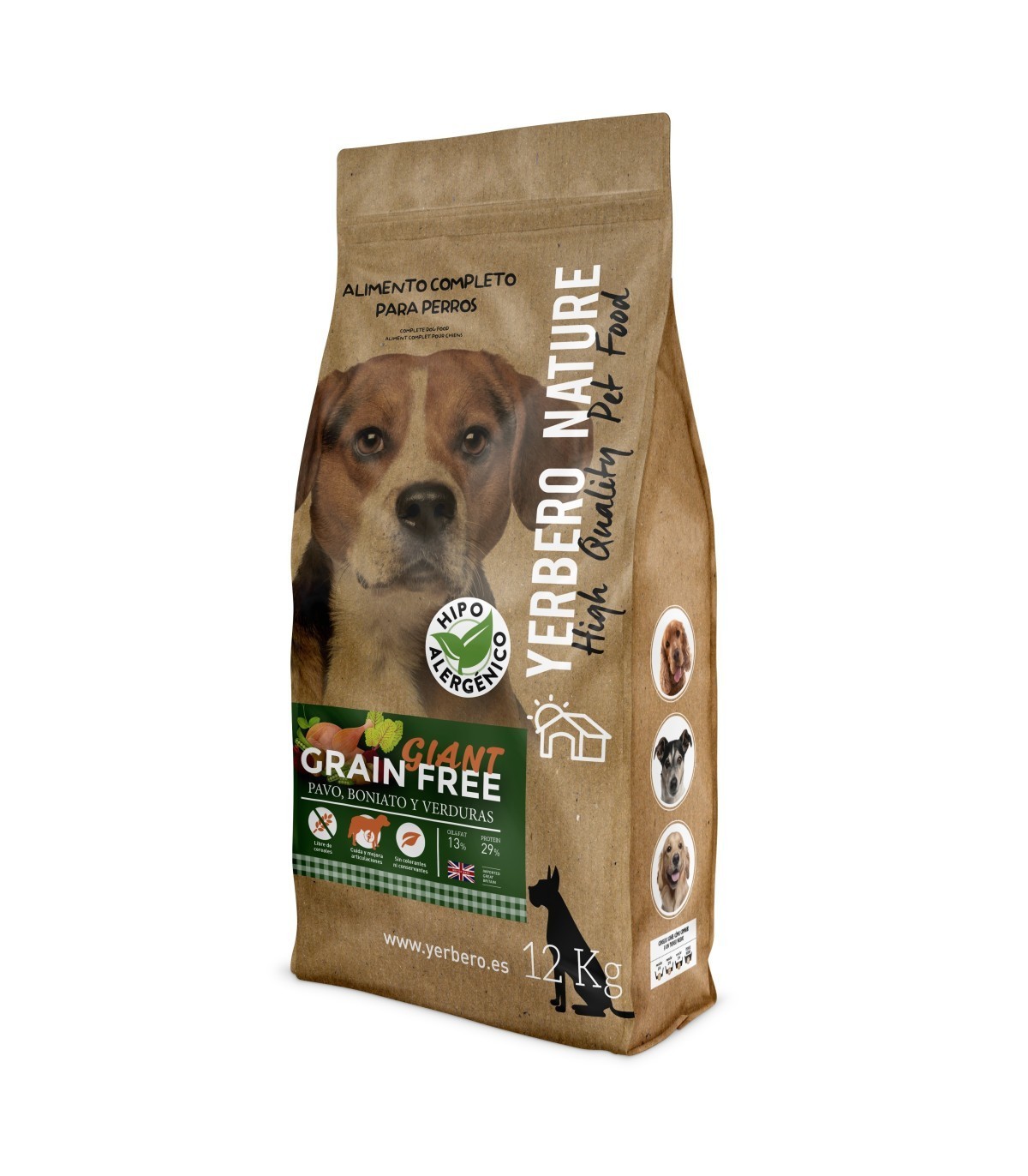 Yerbero NATURE GRAIN FREE GIANT comida para perros grandes SIN cereales